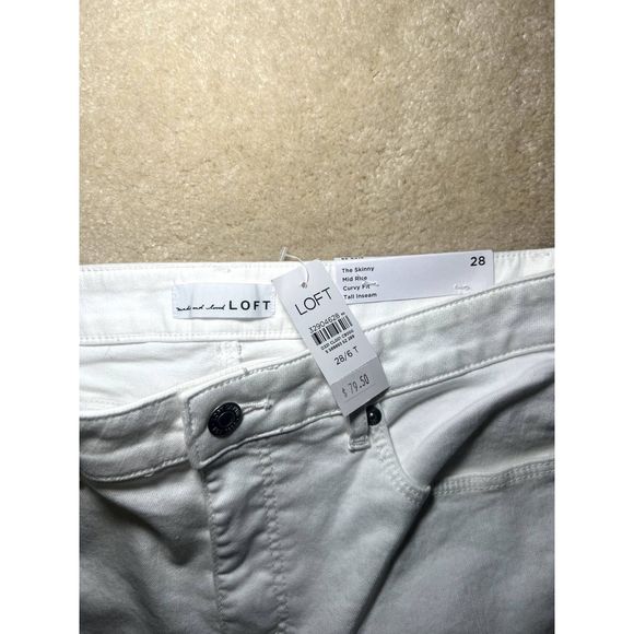 NWT Tall Curvy Mid Rise Skinny White Jeans I 6T/28 - Picture 4 of 4